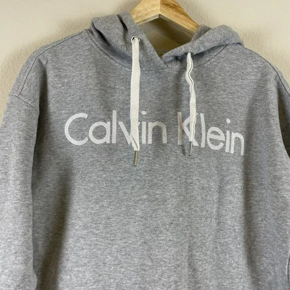 Calvin Klein Performance Hoodie Womens Size Small Cropped Light Wash Gray Hooded - Picture 2 of 12